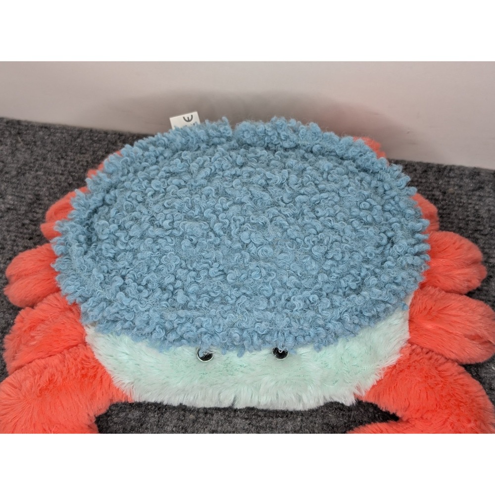 Manhattan Toy Co Sheldon Crab Coral Orange & Blue Plush Ocean Sea Kid Decor 11" - Picture 3 of 6